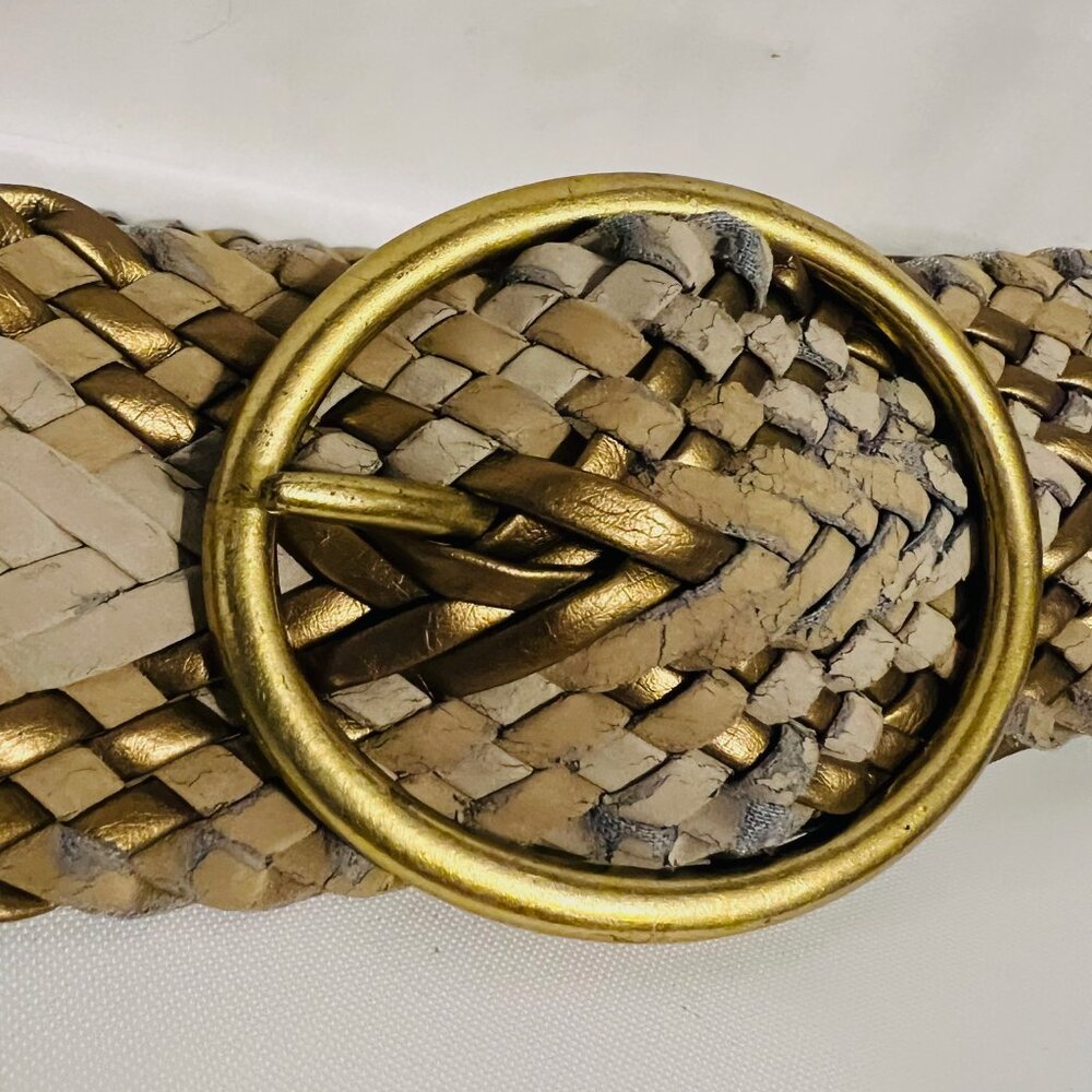Braided Belt-Women's Size Small-2 1/2" wide-Bronze/Tan mix-Casual-Lightweight - Picture 9 of 13